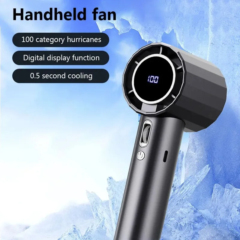 Handheld Fan Portable 4 Speed Power Display Mute Air Circulator USB Rechargeable Mini Personal Cooling for Indoor Outdoor Travel