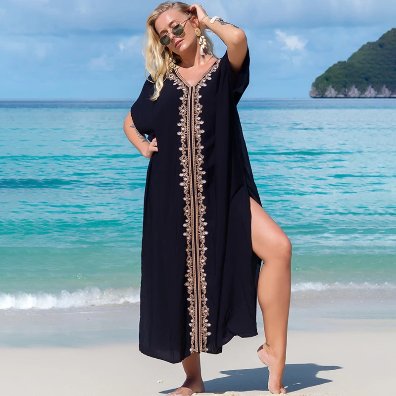 2026 New Trend European American Embroidered Long Dress Loose Beach Vacation Summer Cover Up for Swimsuit Women