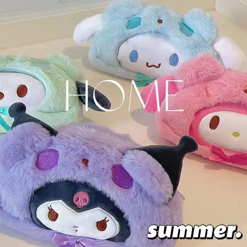 Anime periféricos pochacco kuromi caixa de papelaria grande capacidade saco de lápis bonito saco de maquiagem de pelúcia carteira portátil melodia presentes