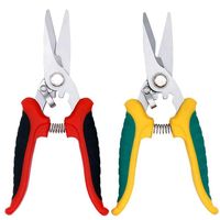 Stainless Steel Electrician Scissors Wire Shears w/ Safety Lock Spring Scissors Fruit Flower Branch Shears Garden Pruning Shears