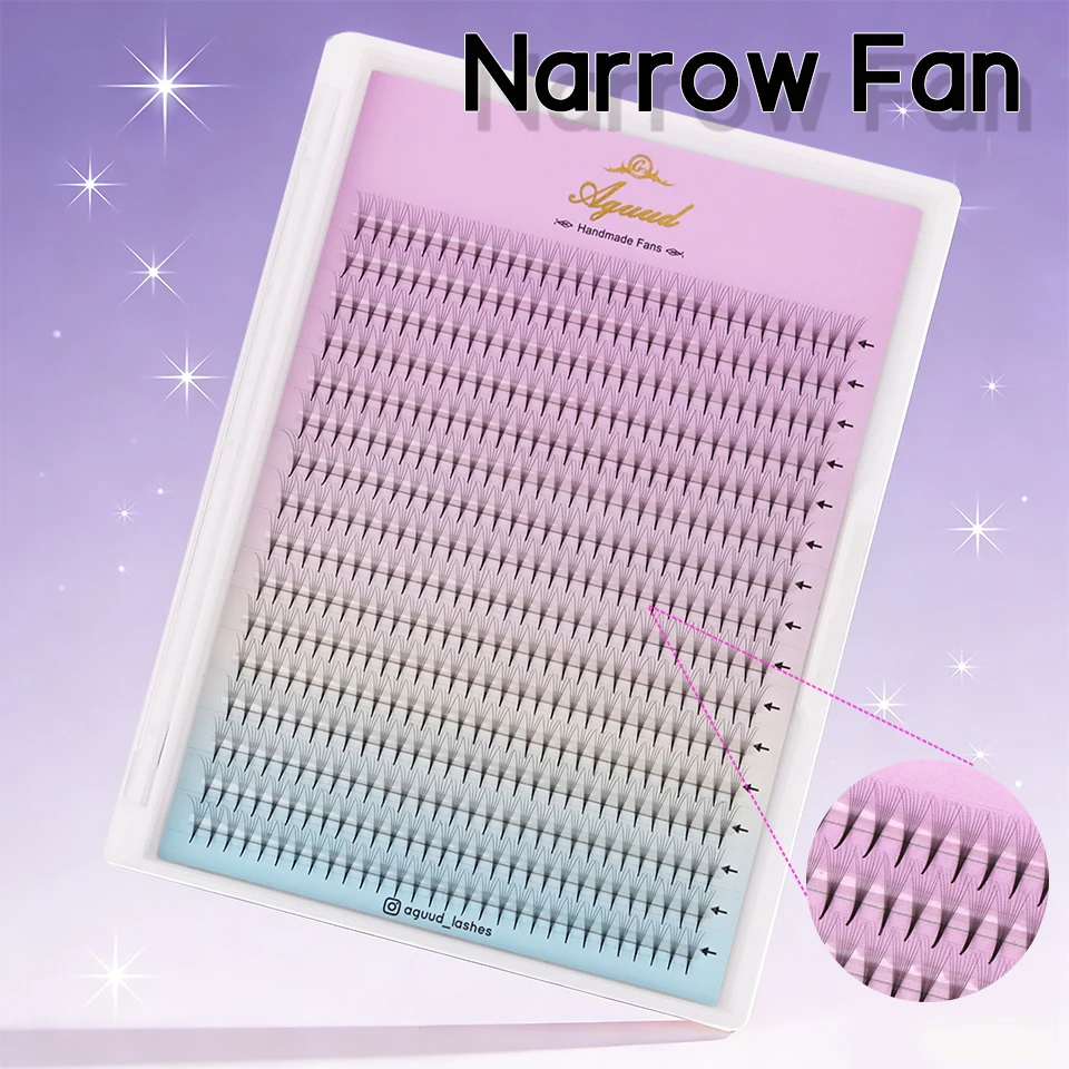 

AGUUD Pointy Base Narrow Fan Premade Volume Fans Eyelash Extensions 4D 5D 6D 7D 8D Cashmere Slim Thin Stem XL Tray False Eyelash