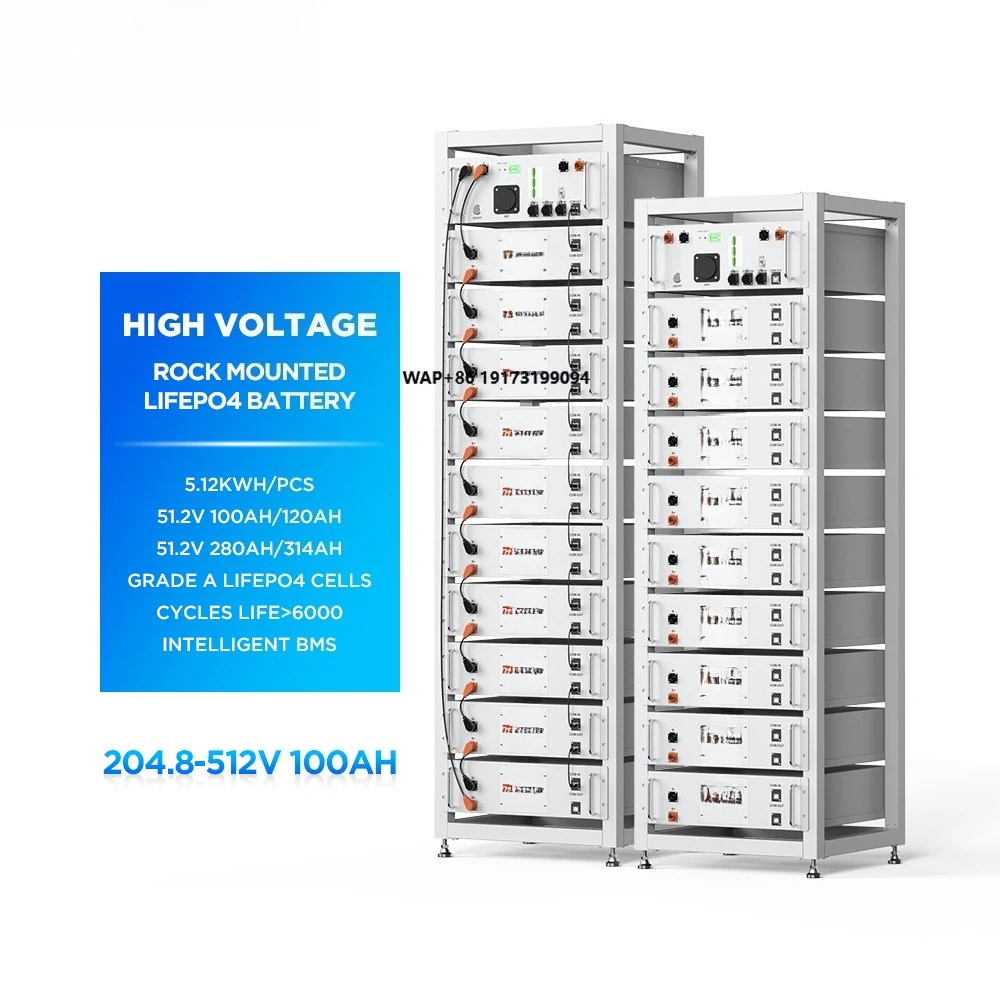 High-voltage Stacked Solar Lithium-ion Battery Energy Storage Battery 51.2V 204.8V 512V 100Ah 200Ah 280Ah 314Ah for Commercial