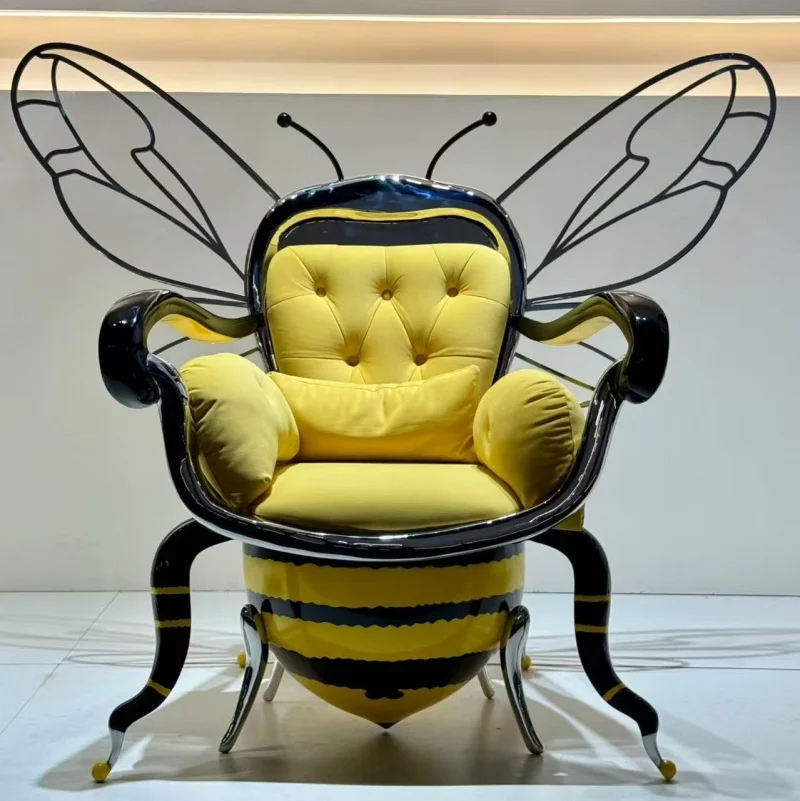 Modern High-End Stainless Steel Luxury Queen Bee Design Accent Chairs Furniture for Home Villa Living Room Hotel