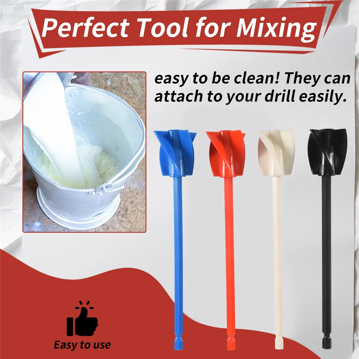 A06K 4Pack Resin Mixer Paddles,Epoxy Mixer Attachment for Drill, Reusable Paint Mixer,for Epoxy Resin,Ceramic Glaze,Silicone view 6