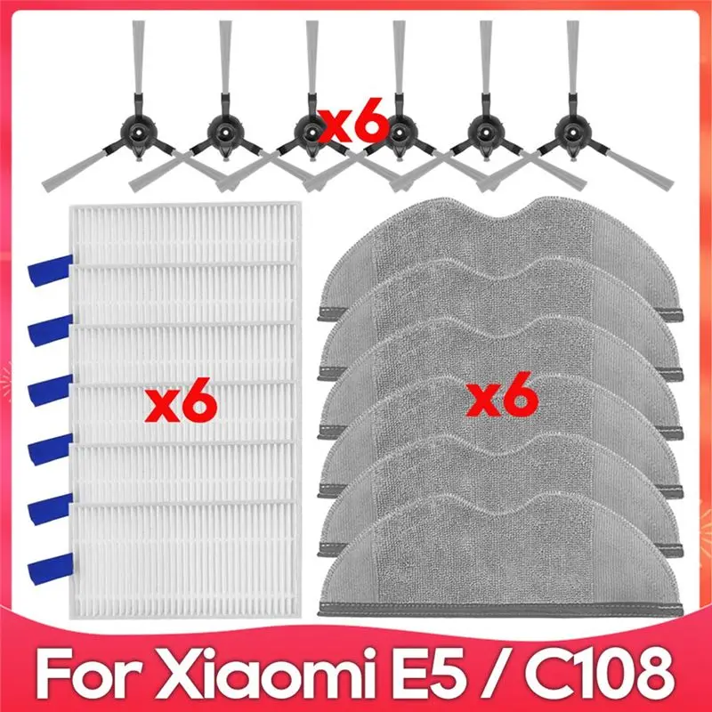 B46C For Robot Vacuum E5 / C108 / CDZC108 / BHR7969EU Side Brush Mop Filter Vacuum Cleaner Parts