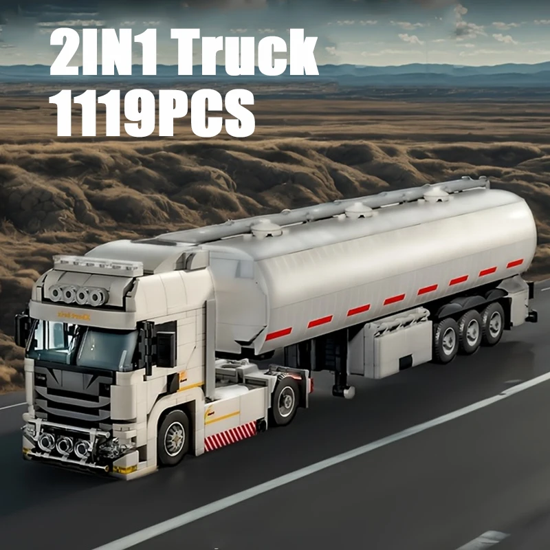 

1119PCS Truck Fuel Tanker Tailer Building Blocks Toys Car Model Assembly 2 IN 1 Engineering Vehicle Brick Sets For Holiday Gift
