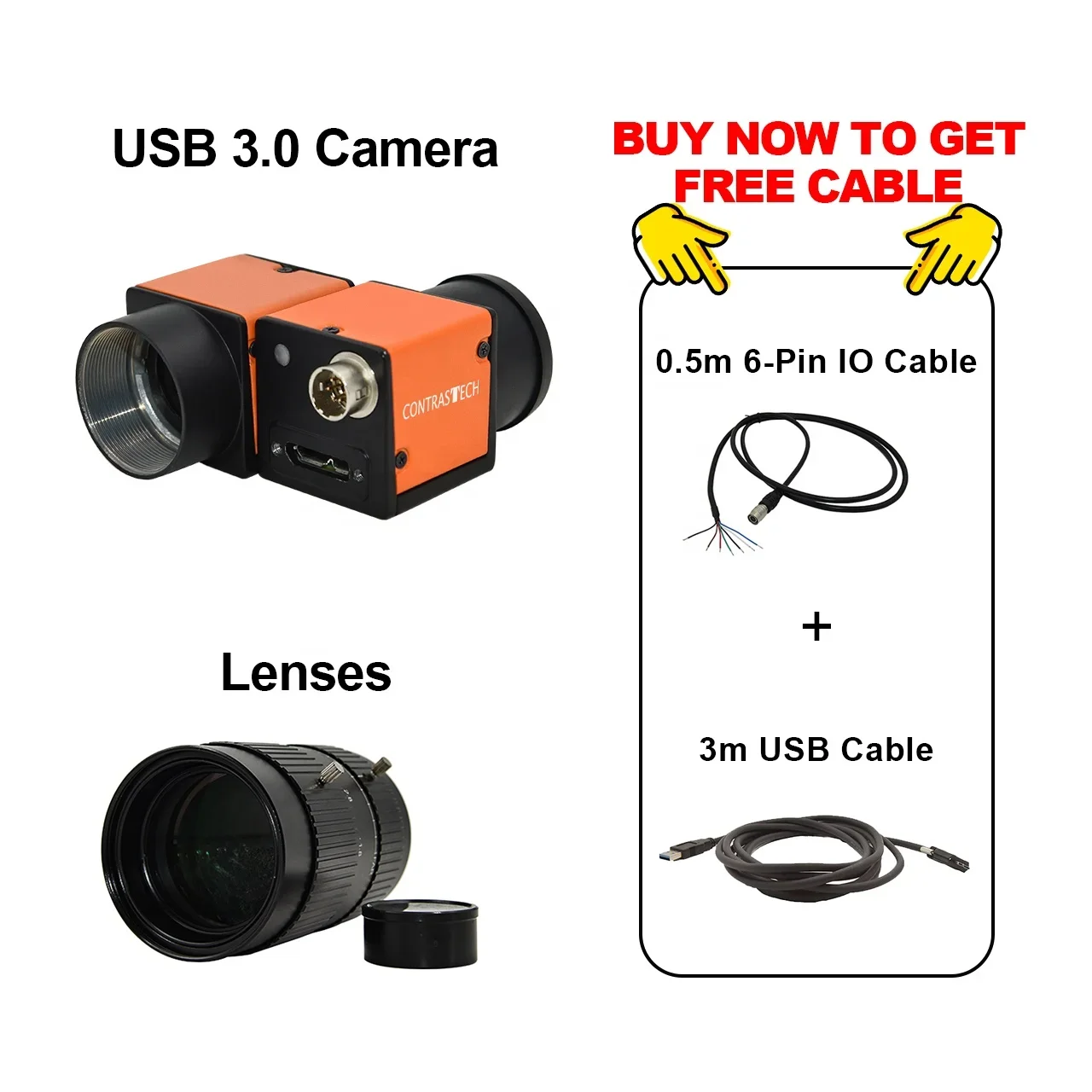 Top Sale 0.3MP 1000fps High Speed 815 Fps USB3.0 C Mount CMOS Golf Camera Module For 3D Scanning Contrastech