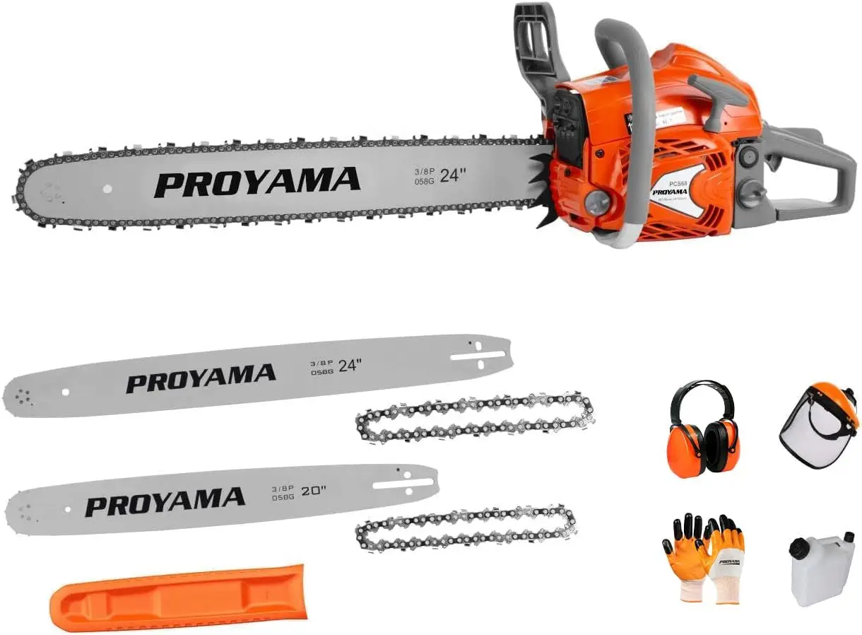 68Cc 2-Cycle Top Handle Gas Powered Chainsaw 24 Inch 20 Inch Petrol Handheld Cordless Chain Saw For Tree Wood Cutting