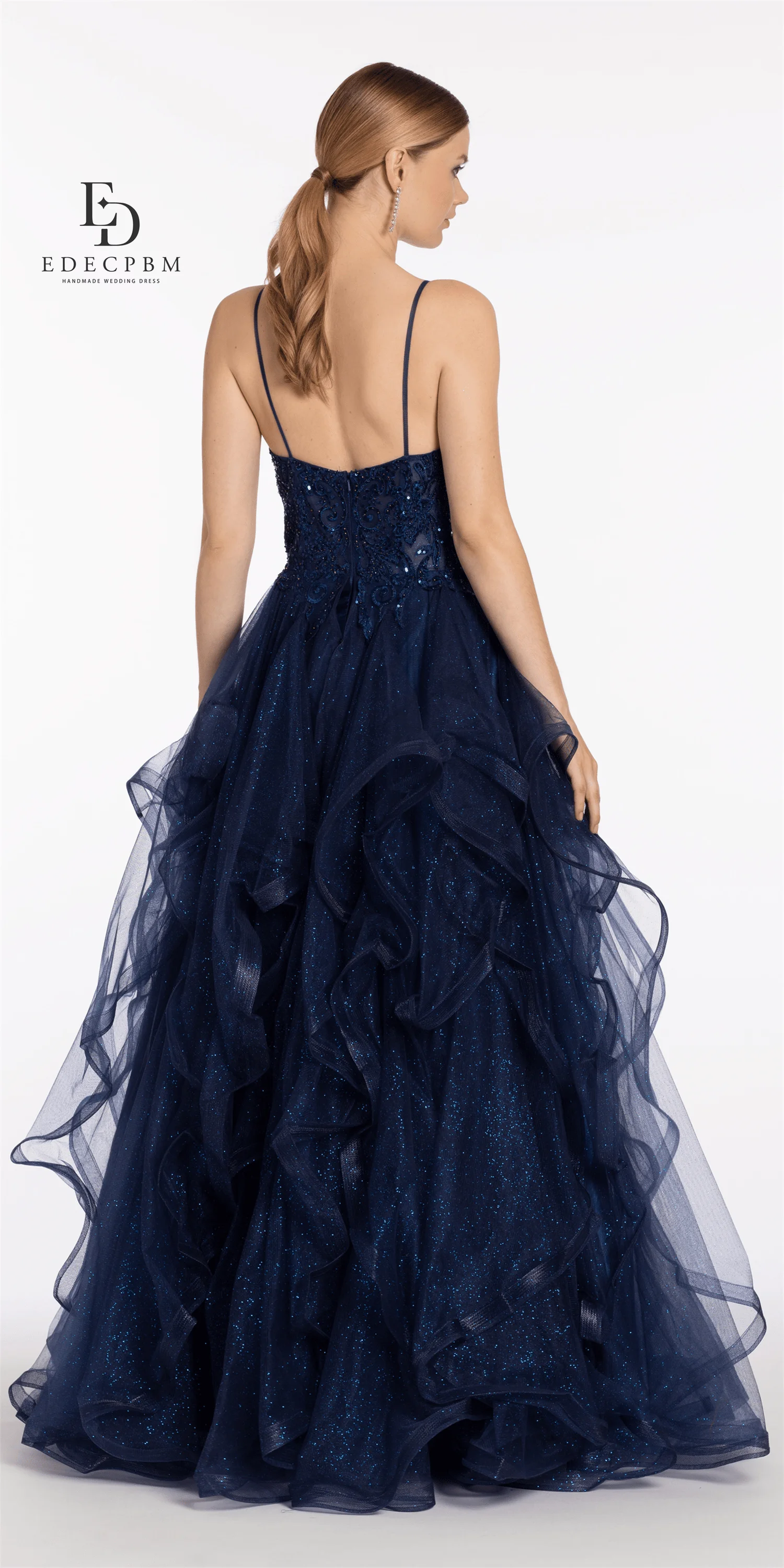 EDECPBM Robes De Gala فساتmaveramavera★ Robes De Soirée De Luxe Personnalisées pour Femmes pour Occasions Spéciales Robes De Festa Bleu Marine