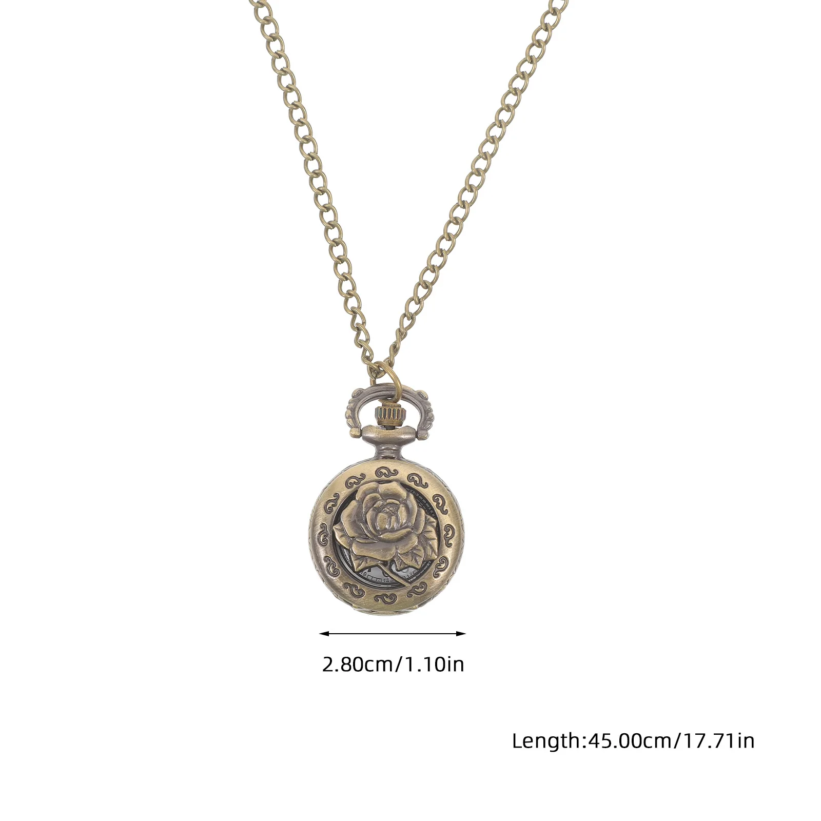 Vintage Bronze Quartz Pocket Watch Necklace Pendant Hollow Flower Stylish Retro Gift for Men Women Daily Party Fashion Necklace