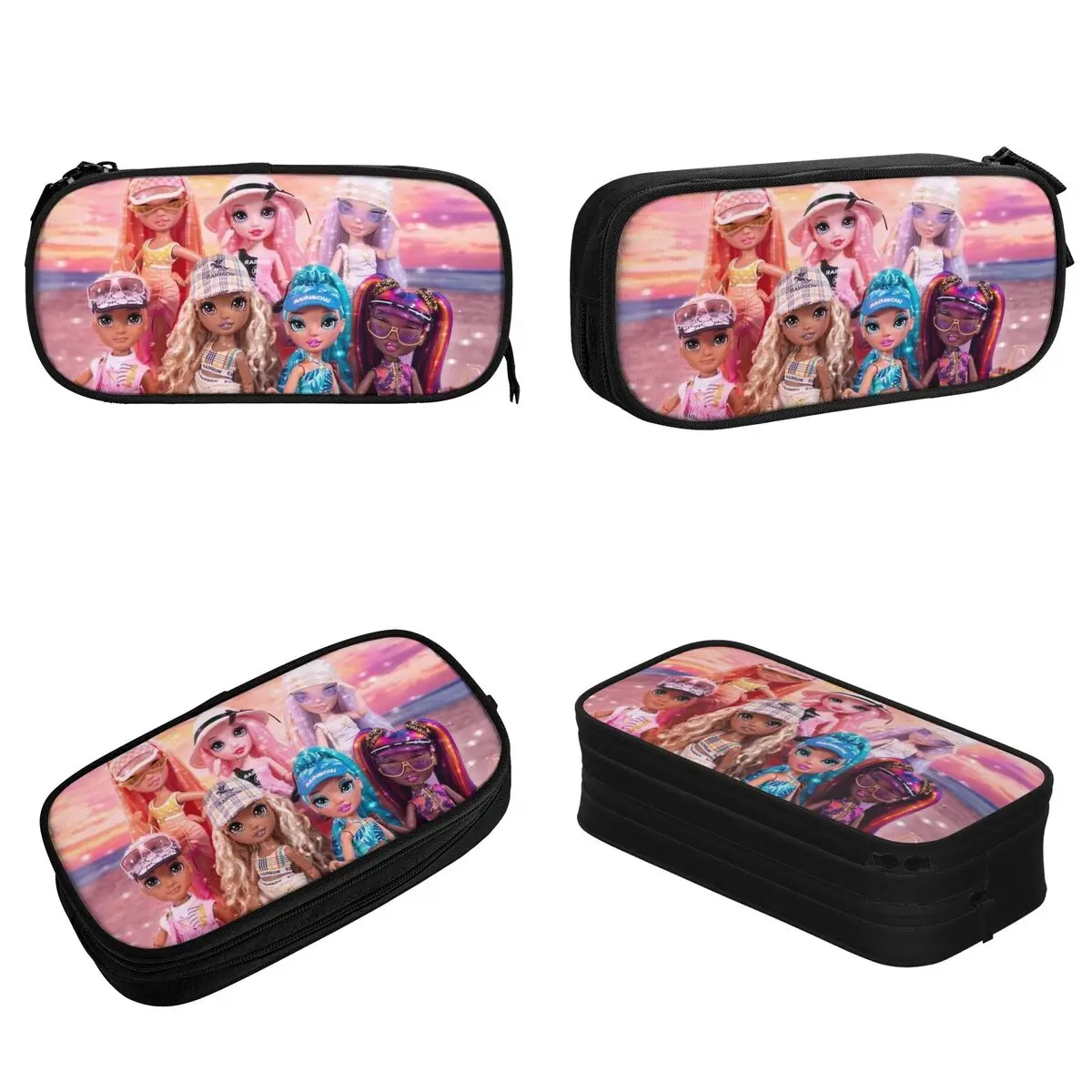 Rainbow High Pacific Coast Artwork Pencil Case Fashion Pen Box Bag Girls Boys Large Storage Students School Zipper Pencil Box