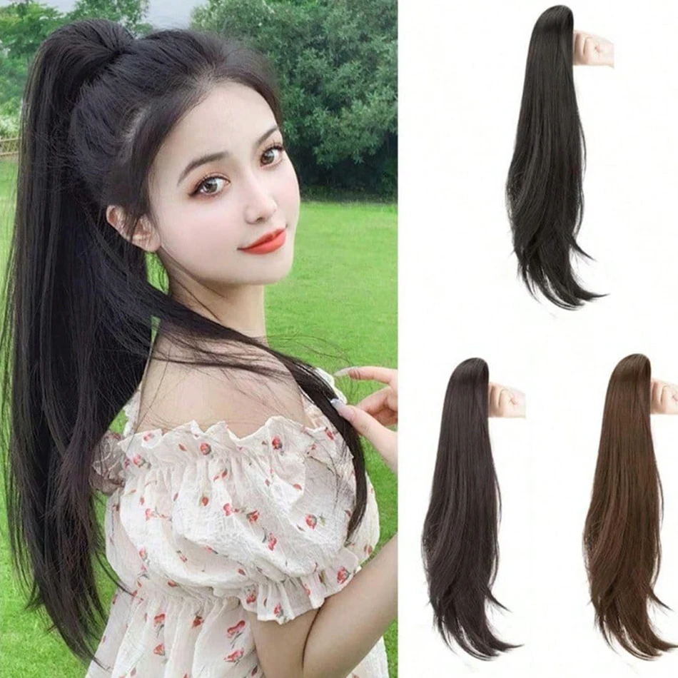 Natural Wavy Synthetic Claw Clip Ponytail Wig With Grab Clip Long Curly Layered Ponytail for Women Daily Use Hair Accessories