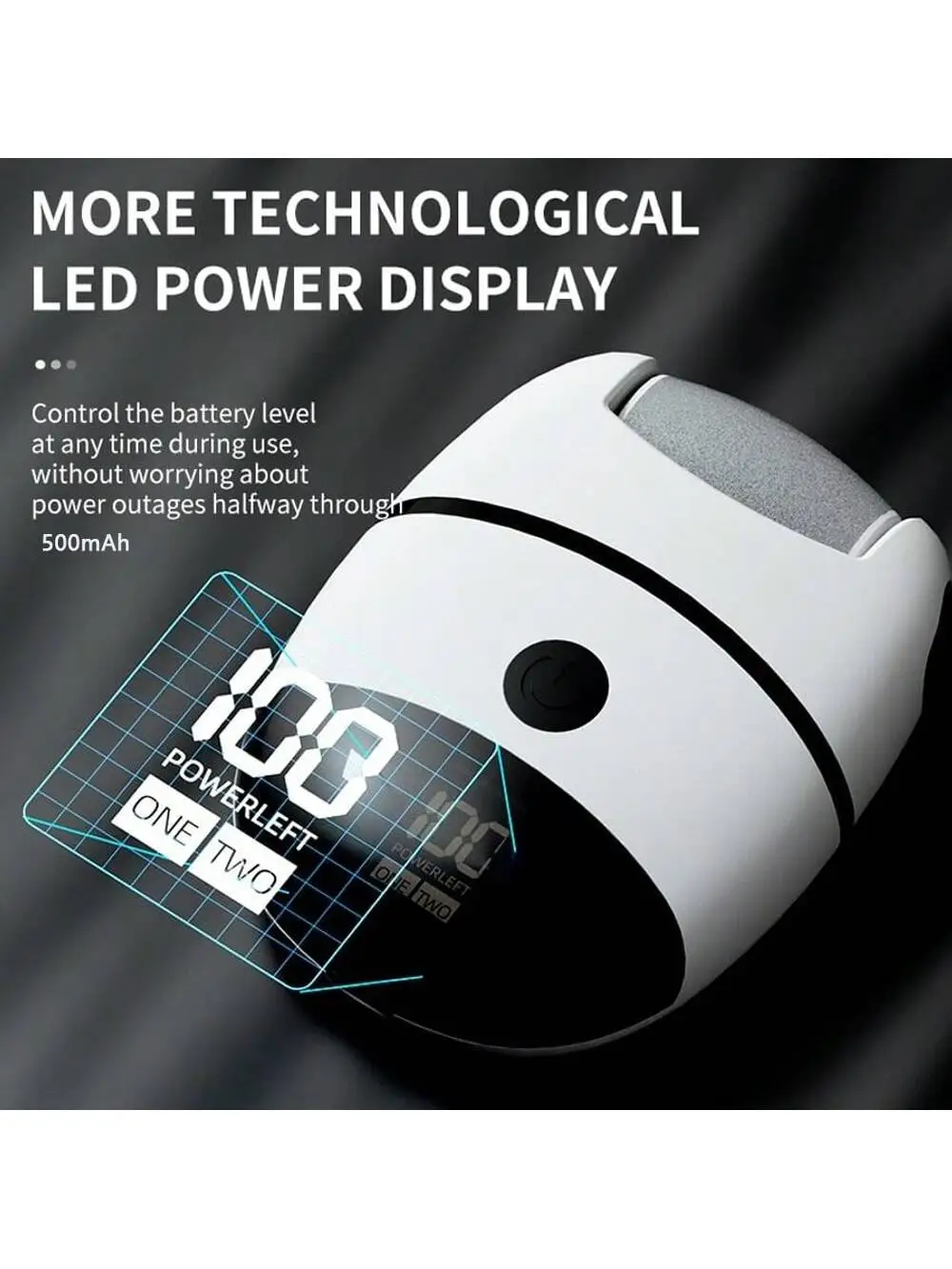 Dissolvant électrique rechargeable de callosités des pieds avec lumière à 2 vitesses, portable et sans fil pour une exfoliation des pieds lisses