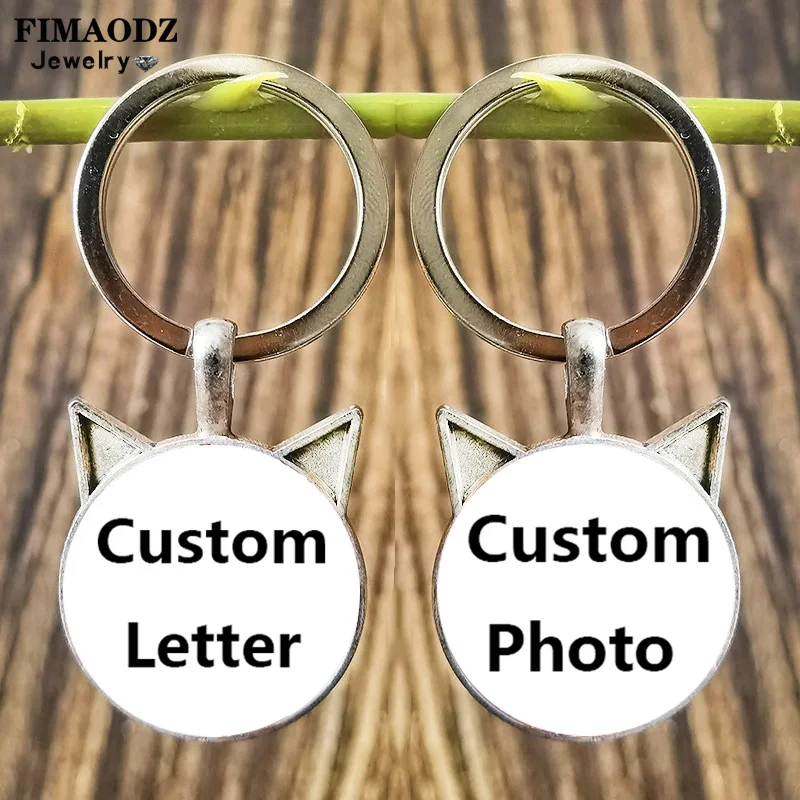 Custom Keychains Customization Photo Letter Cat Ear Pendant Teacher's Day Valentine's Day Gift Key Chain