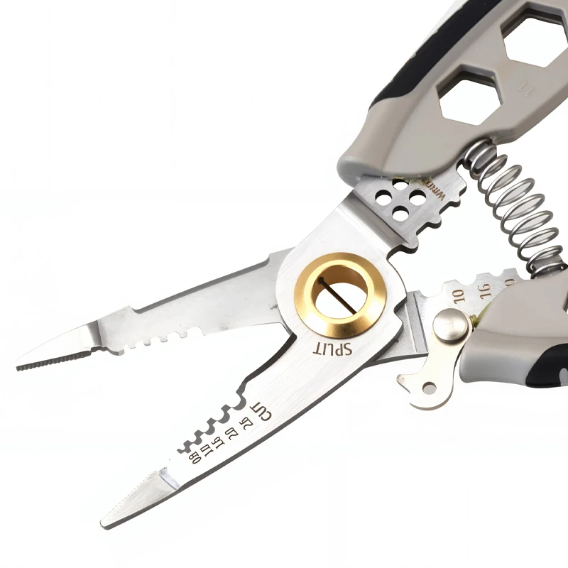 6-in-1 Multifunctional Wire Stripper Pliers Cable Cutter Terminal Crimper Hex Wrench For Car Household Electric Wiring