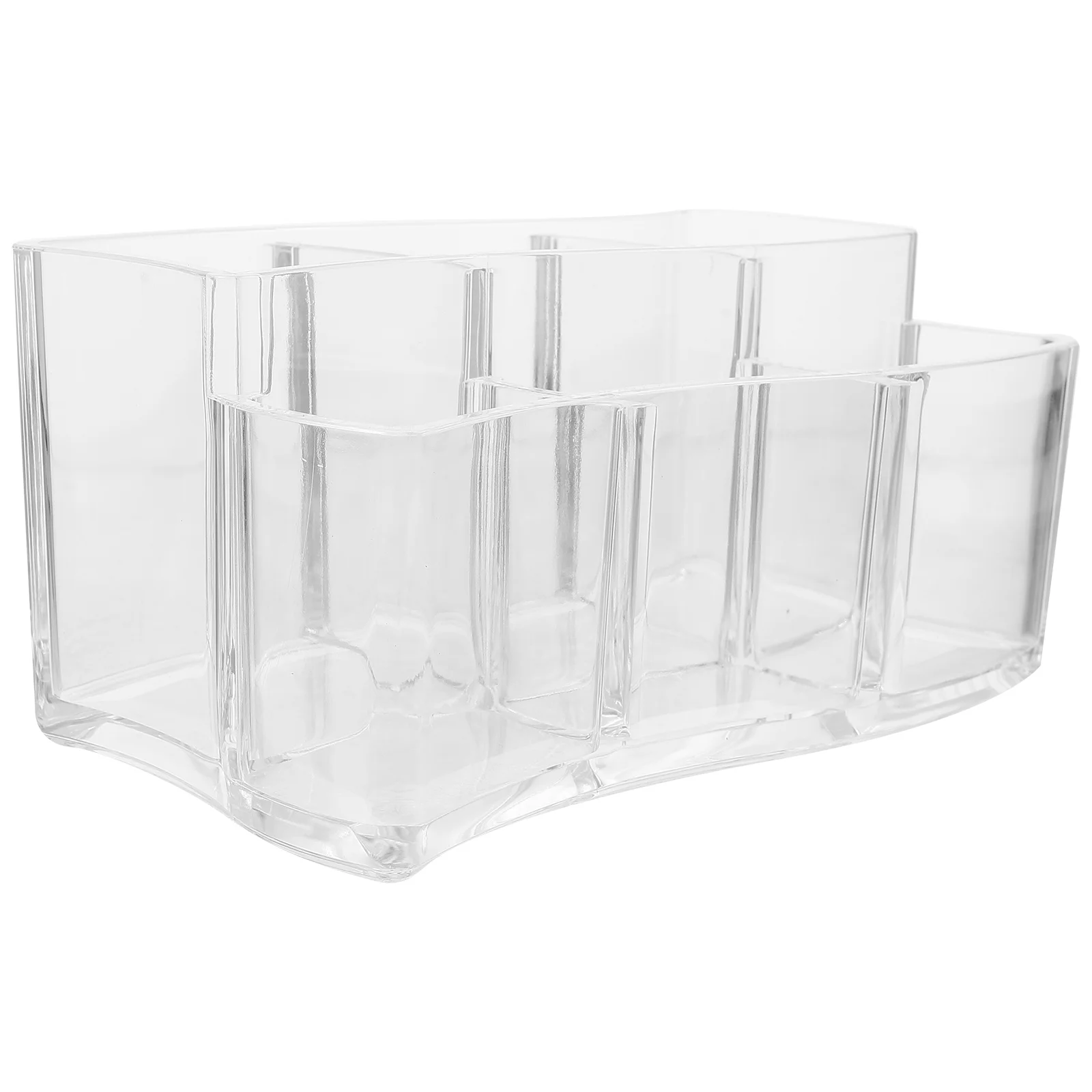 

Transparent 6-Compartment Makeup Tool Storage Box Pen Holder Desktop Organizer Clear Container for Brushes Pencils Stationery