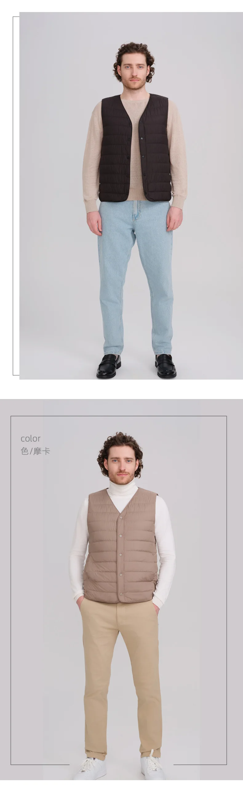 Gilet da uomo senza maniche Piumini con scollo a V Giacca con bottoni ricoperti Gilet Tasche casual solide Leggero elasticizzato 2025 Autunno Vestibilità ampia