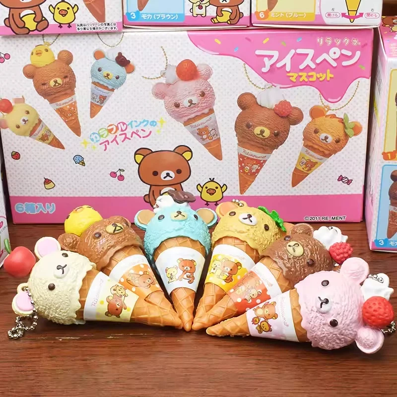

Коллекционные миниатюрные игрушки-брелоки Re-Ment Rilakkuma Ice Cream Blind Box: игрушки-еда, гашапон, украшения для торта, подарок для детей и девочек