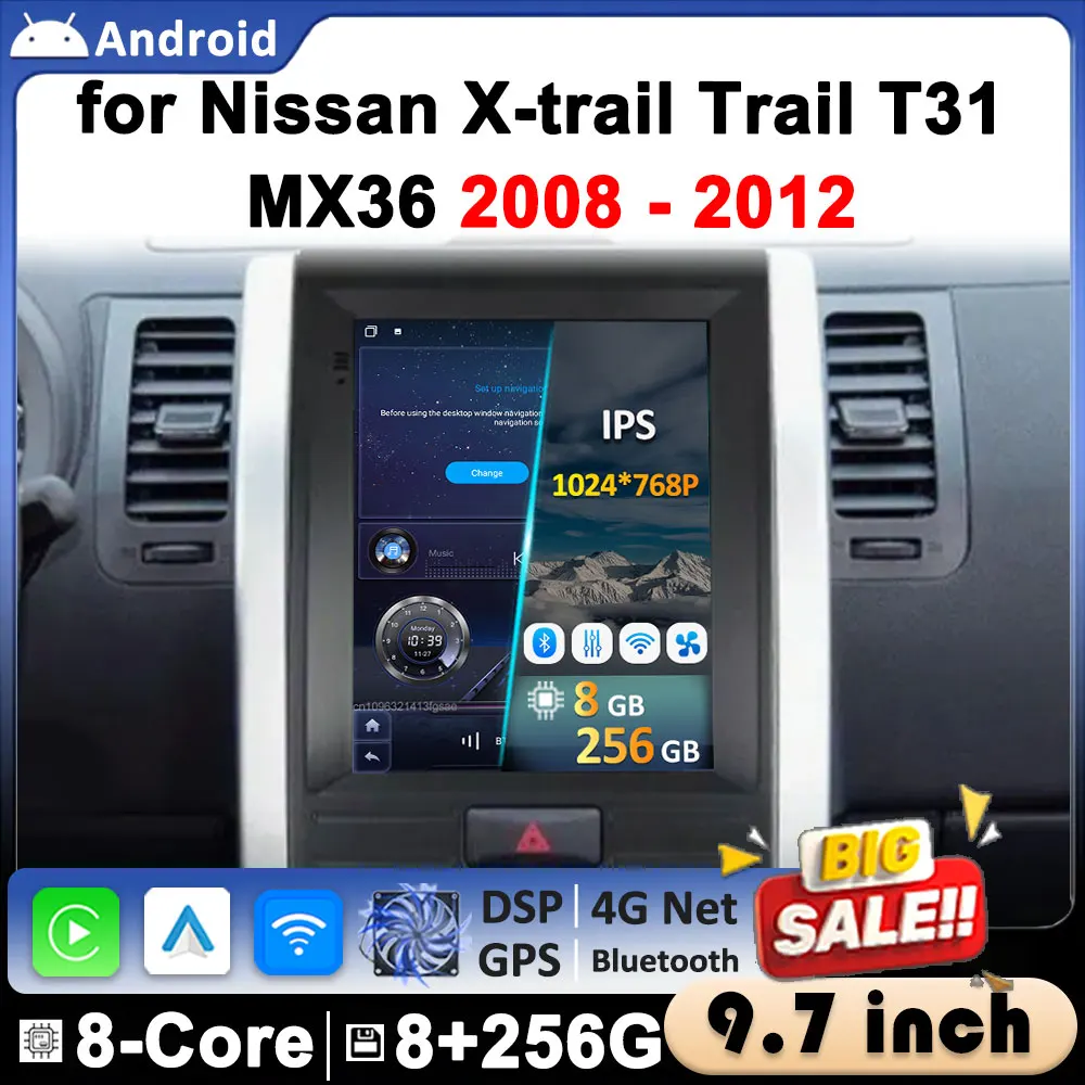 

9,7-дюймовый GPS-навигатор с ОС Android для Nissan X-trail Trail T31 MX36 2008-2012 Автомобильный мультимедийный радиоприемник Видеоплеер DSP Стерео
