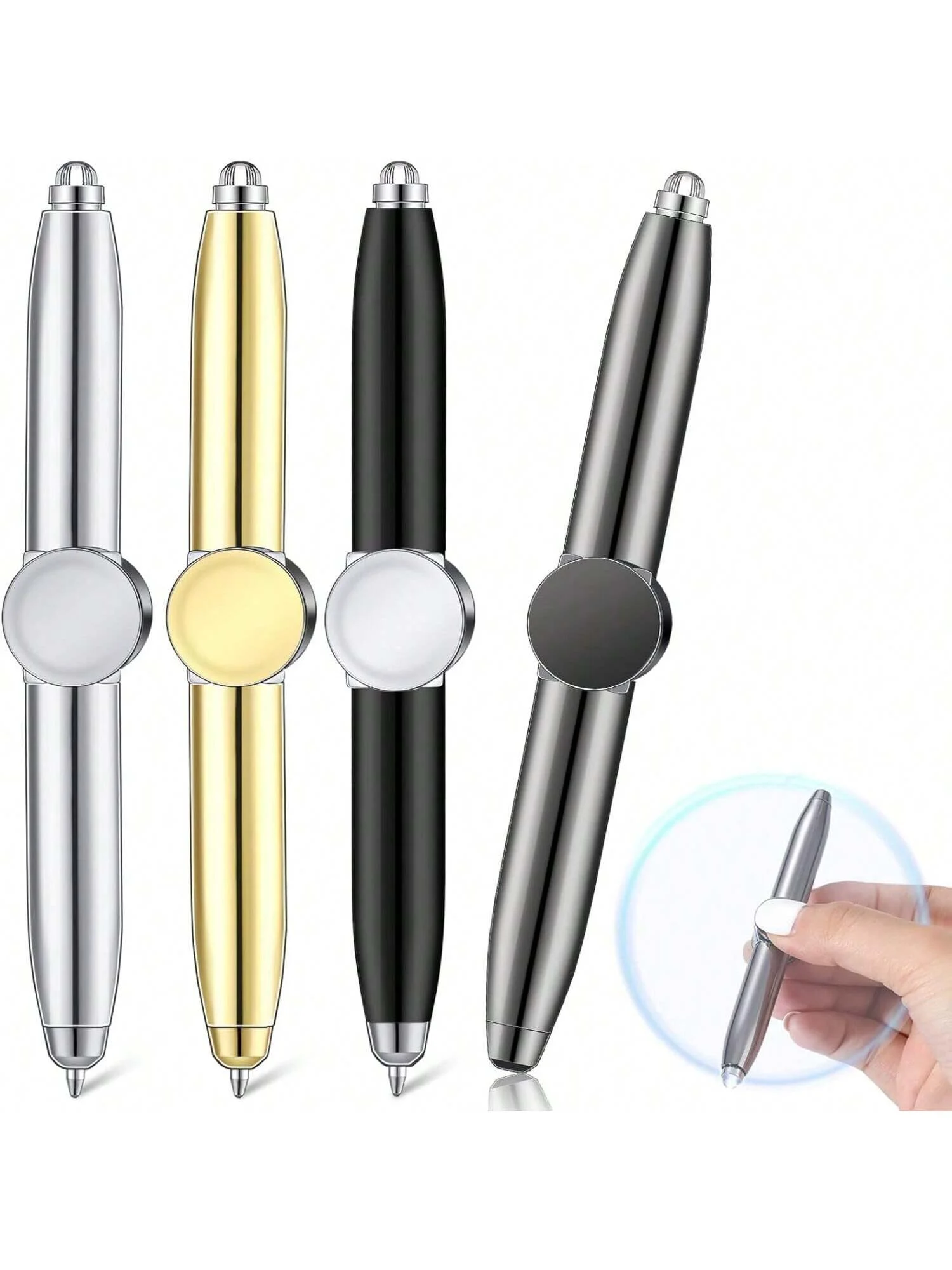 1 Pcs Spinning Fidget Pen Fidget Ballpoint Pen Metal Writing Tool Practical Pen Stress Reducer Ballpoint Pen with LED Light