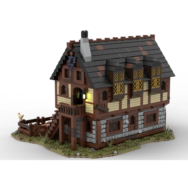 MOC Medieval Trader`s House & Farm Model Building Blocks City Yard Cottage Bricks DIY Assemble Toys Collection Gifts MOC-114686