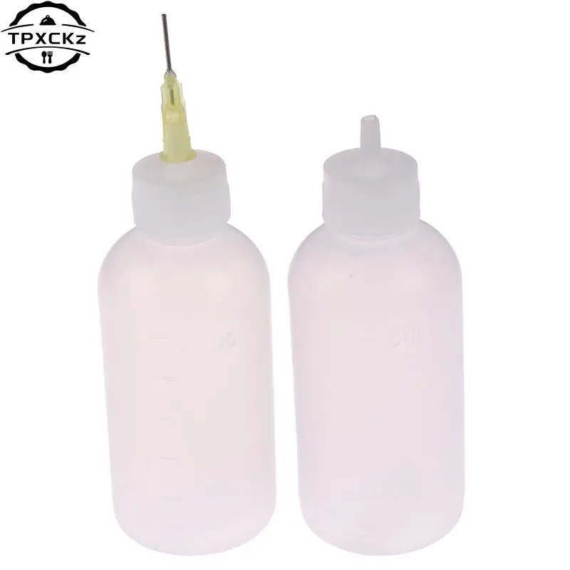 1 Pcs/Set 50ml Transparent Plastic Needle Bottles Glue Dispenser Clear Liquid Dropper Bottle for Rosin Solder Flux Paste Bottle