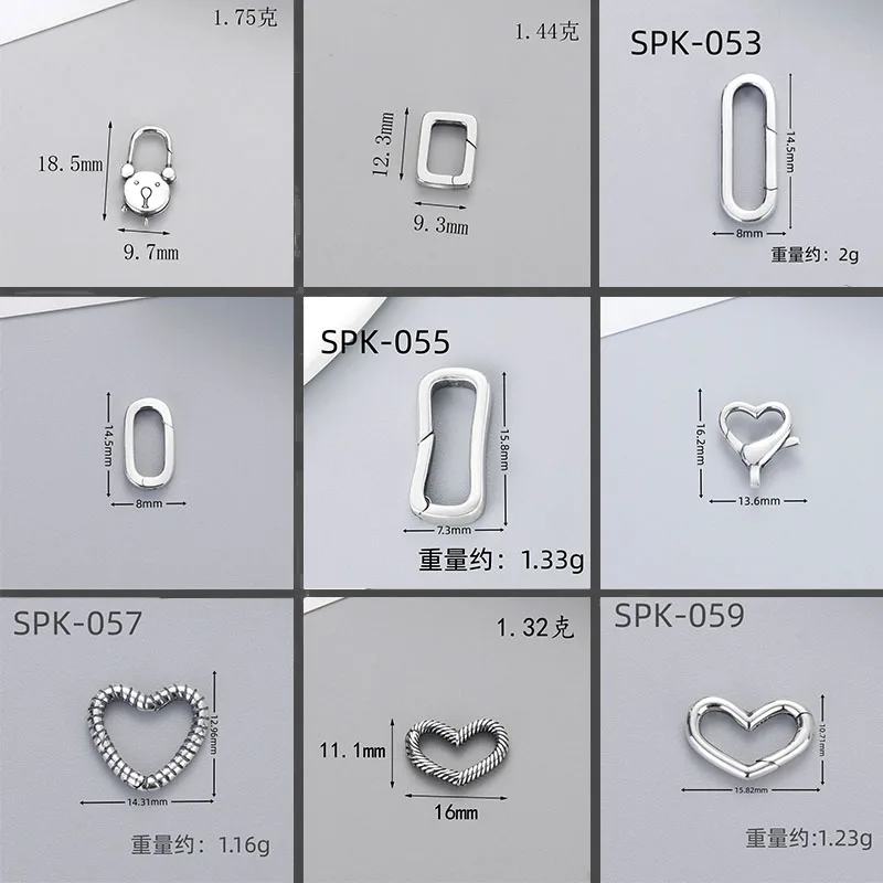 S925 Silver Spring Buckle DIY Jewelry Accessories Buckle Lobster Buckle Heart shaped Bracelet Necklace Closing Connecto