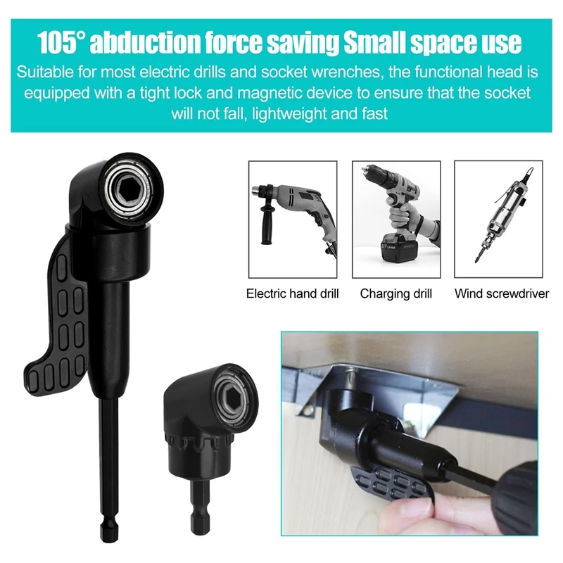 DTA5 14 Piece Right Angle Drill Attachment Set, 105 Degree Angle Screwdriver with Drill Extension and Bits for Cordless