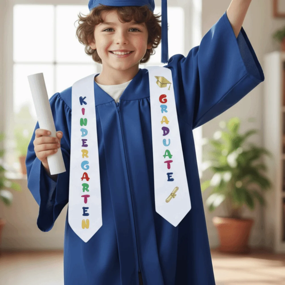 Double Layer Graduation Etiquette Shoulder Strap Smooth Letter Design Satin Shawl Belt Decorative Tear-resistant