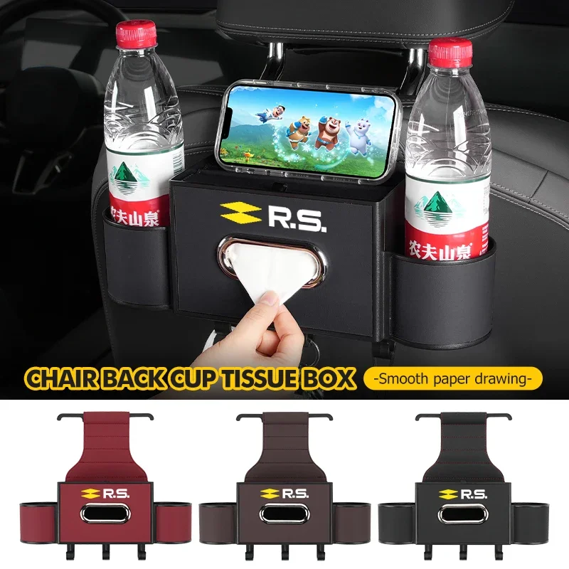 

Car Sticker Car Seatback Storage Rack Seat Rear Tissue Holder Organizer Box For Renault Clio Arkana Captur Twingo Talisman RS Lo