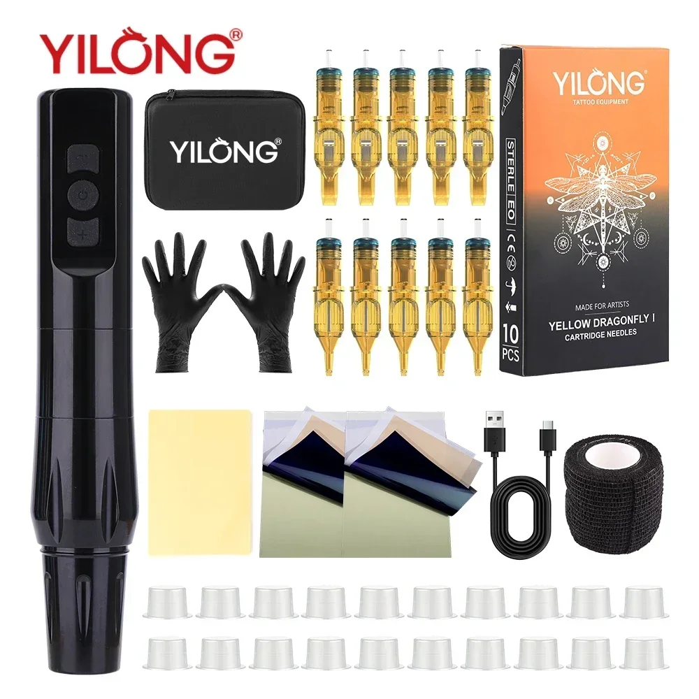 

Yilong Professional Wireless Pen Tattoo Machine Portability Kit Complete Set Permanent Makeup Supplies For Beginner Body Artist