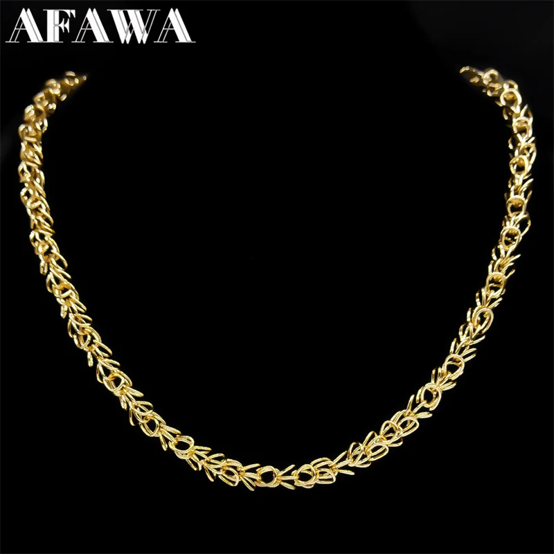

Hiphop Byzantine Link Chain Necklace for Women Men Gold Color Stainless Steel Round Circle Male Chains Jewelry collar hombre