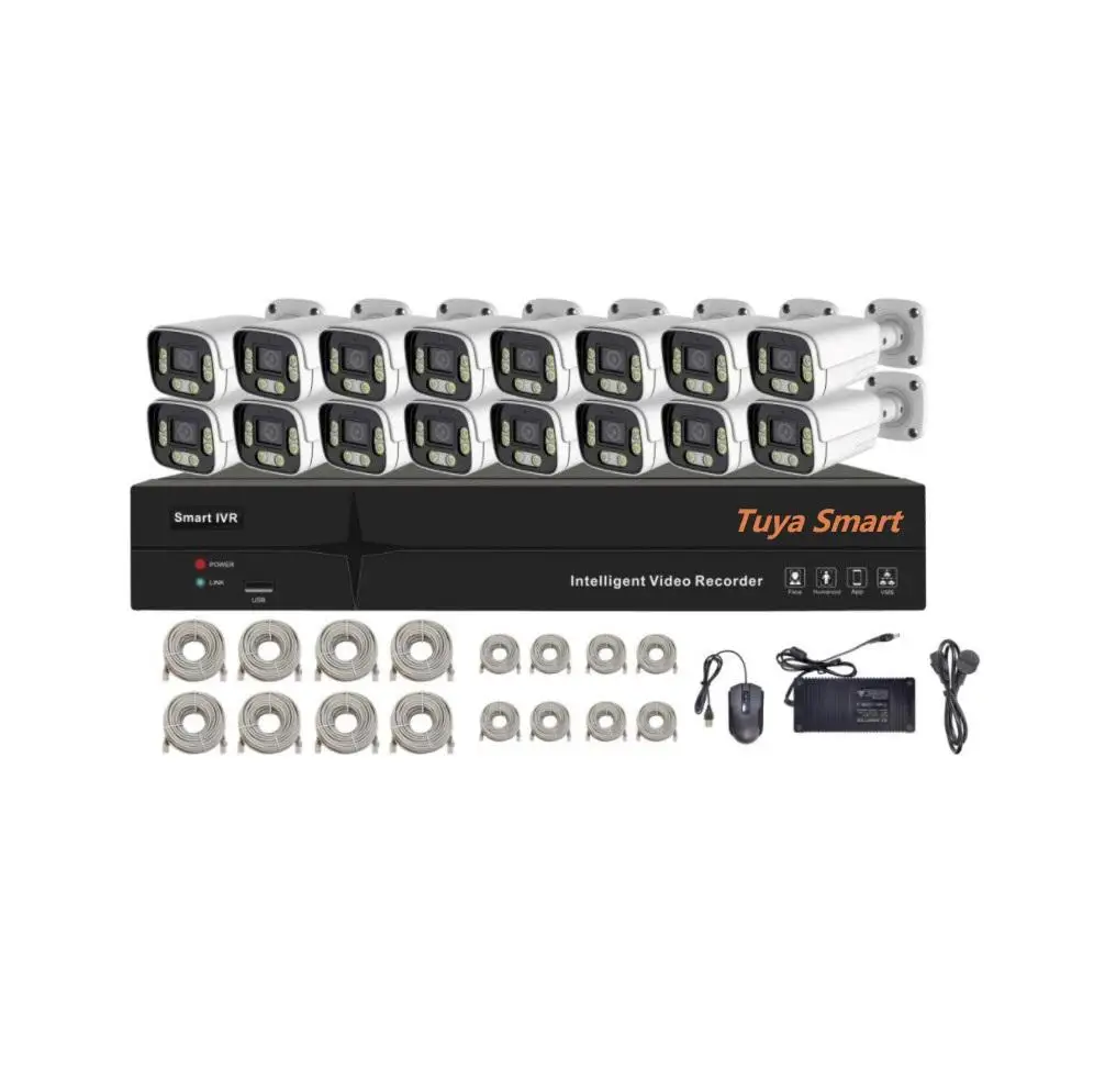 

Tuya 16 Channel 4MP PoE IP Camera NVR System 24/7 Recording Playback Motion Detection Network Video Recorder 16CH POE NVR Kit