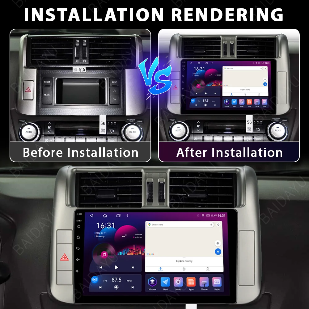 Baidayu TS10S 9/10" Universal Android Car Radio Display Screen Carplay GPS Customization Universal Car Stereo Navigation Car Dvd - Image 4