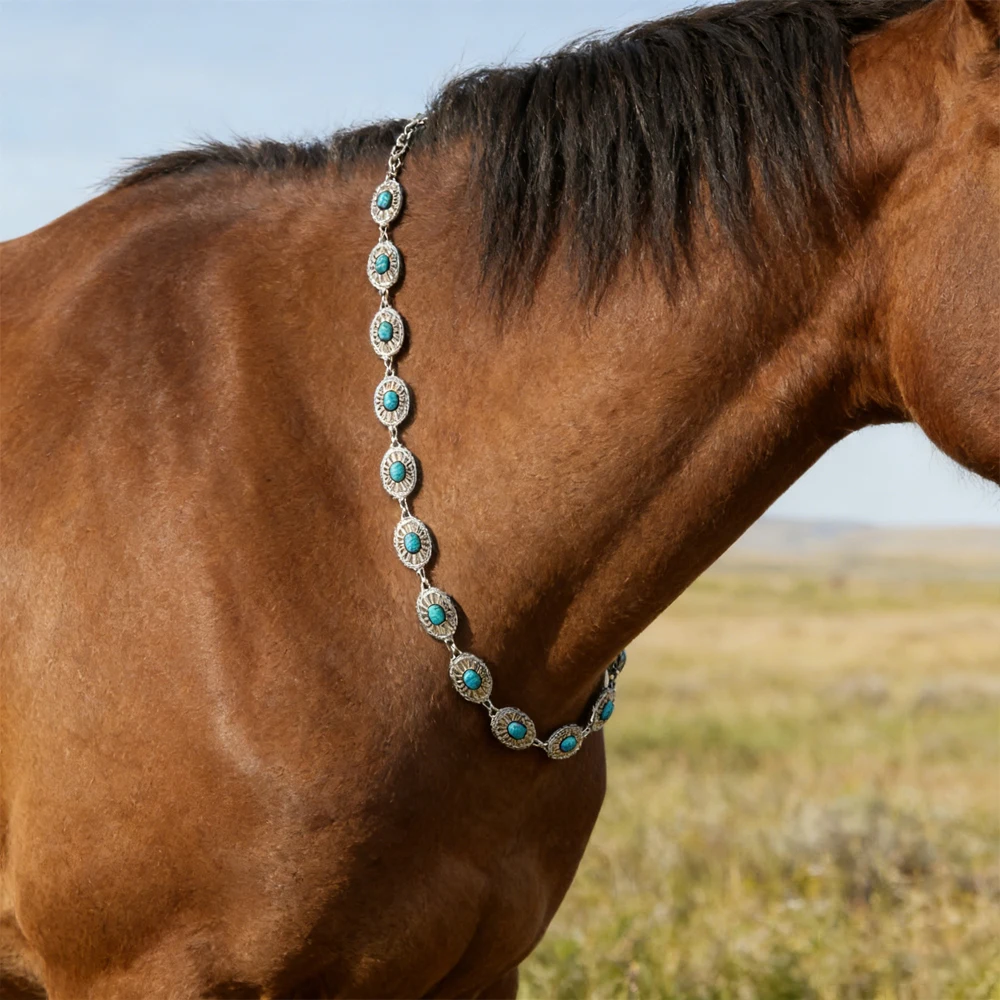 Collar western turquesa falso para perros y gatos – cadena ajustable - imagen 2
