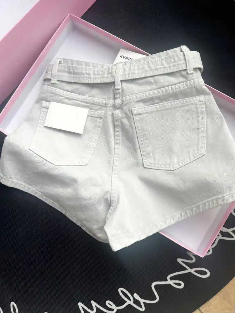 Women's White Hot Denim Shorts High Waist Mini Jeans Shorts Y2k Vintage Cowboy Short Pants Japanese 2000s Style Clothes Summer