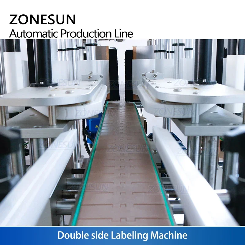 ZONESUN Custom Liquid Filling Capping And Labeling Machine 4 Heads Square Bottle Servo Ration Full Automatic Production Line