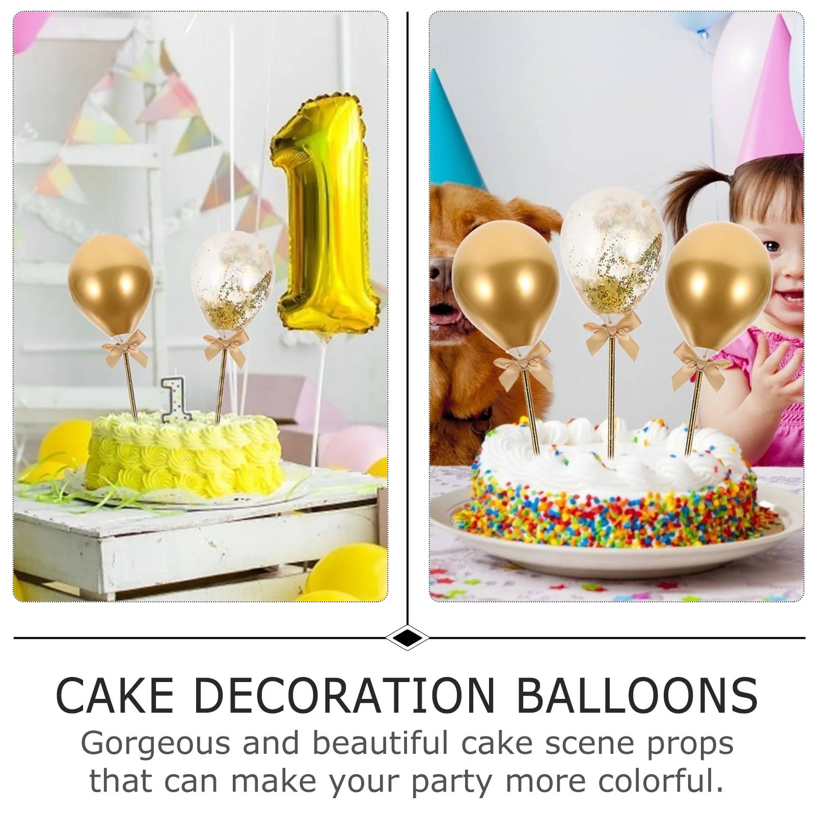 

1 Set Bright Balloon Decorations Leak Resistant Long Lasting Cake Topper For Birthday Wedding Party Cake Decor Supplies Balloon