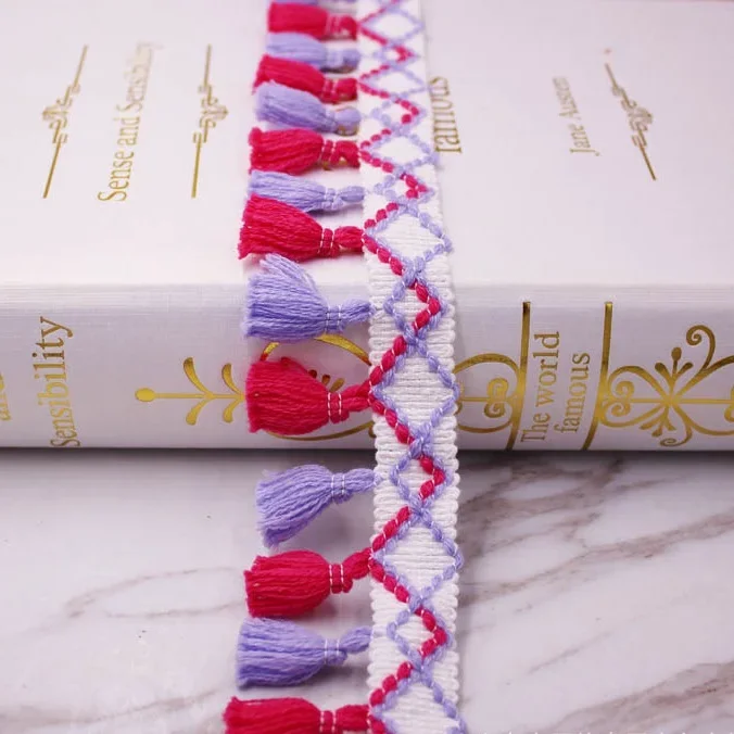 1 Yard/Los Spitzenband zum Nähen, Pompon-Besatz, Quasten, Pompons, 5 cm Breite, Kugelfransen, Stickerei, Bekleidungsstoff, handgefertigtes Accessoire – Detail 10