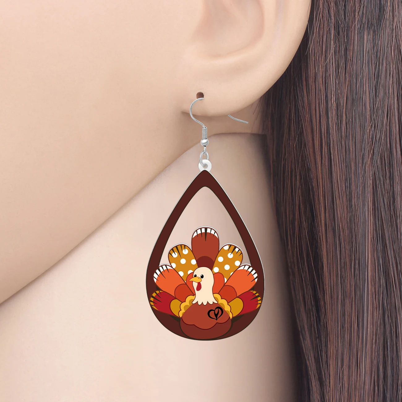 BONSNY Acrylic Thanksgiving Turkey Teardrop Dangle Earrings Thankful Gifts Chicken Animals Fall Holiday Jewelry for Women Charms