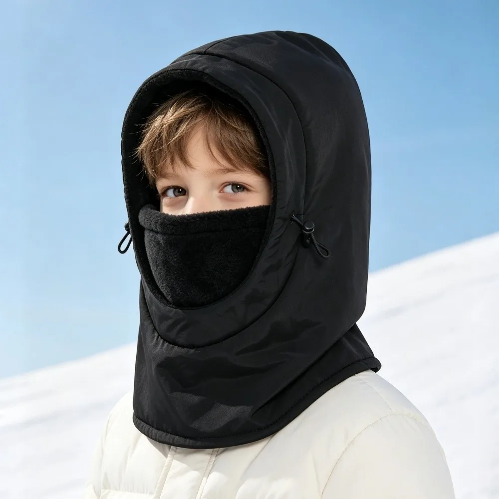 Windproof Balaclava Hat Warm Thick Winter Face Mask Full Face Cover Adjustable Drawstring Windproof Hood Hat Skiing