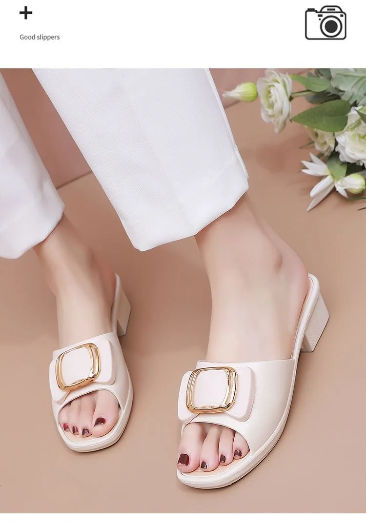 Women's Versatile Summer Sandals - Fashion Thick Sole Flip Flops, Non-Slip Durable Outdoor Slides for Beach/Street Wear