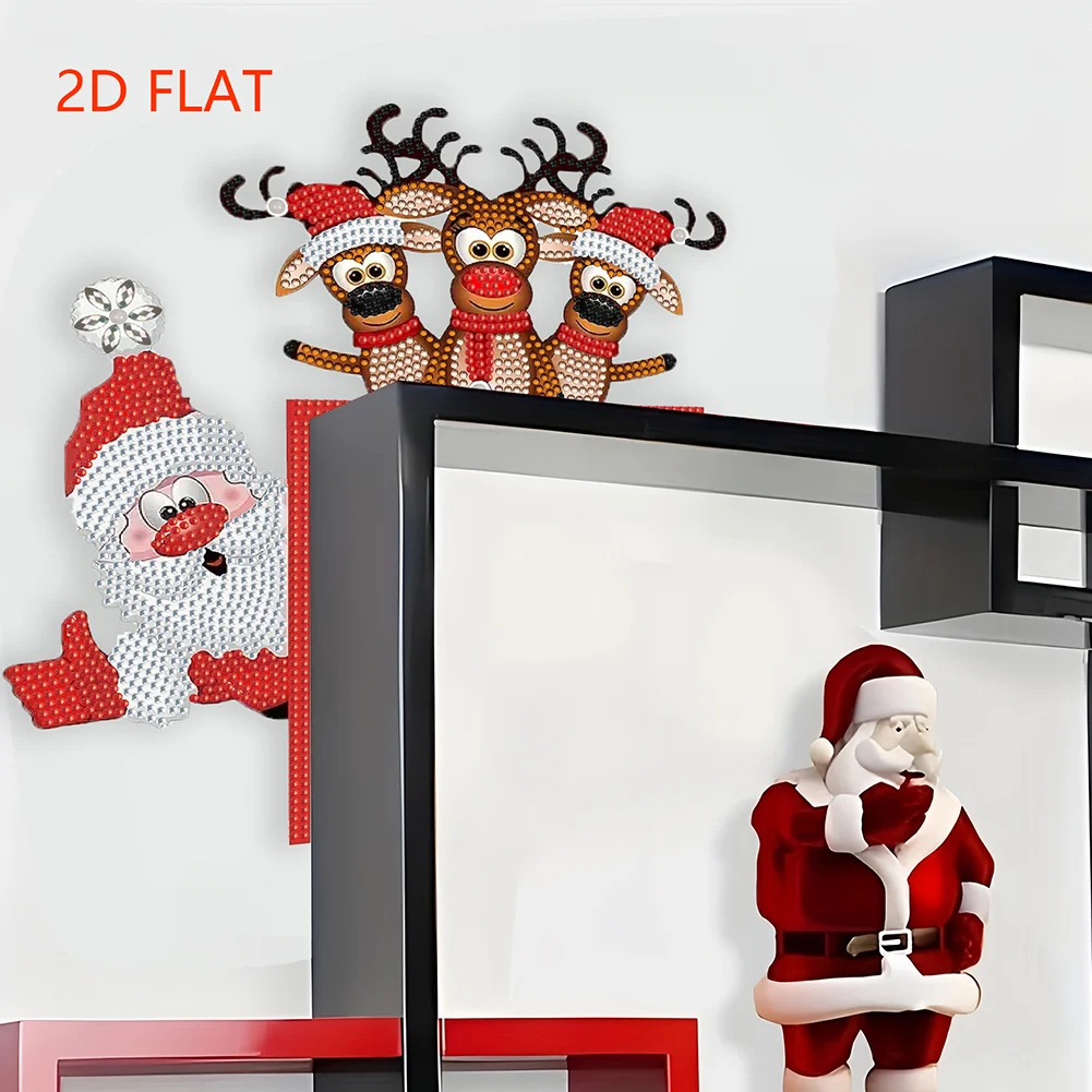 

2D Flat Pattern Christmas Theme Christmas Door Frame Decorations Handmade Holiday Decorations Door Corner Decor for Wall Window