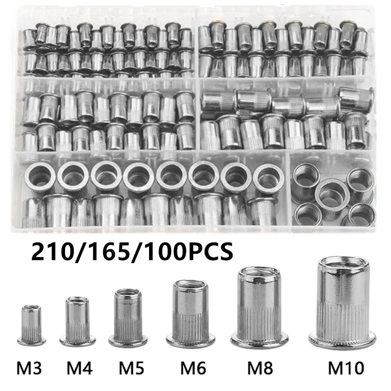 

210pcs Stainless steel Rivet Nut M3 M4 M5 M6 M8 M10 M12 Insert Reveting Multi Size Stainless Steel Rivet Nut Set Rivetnut