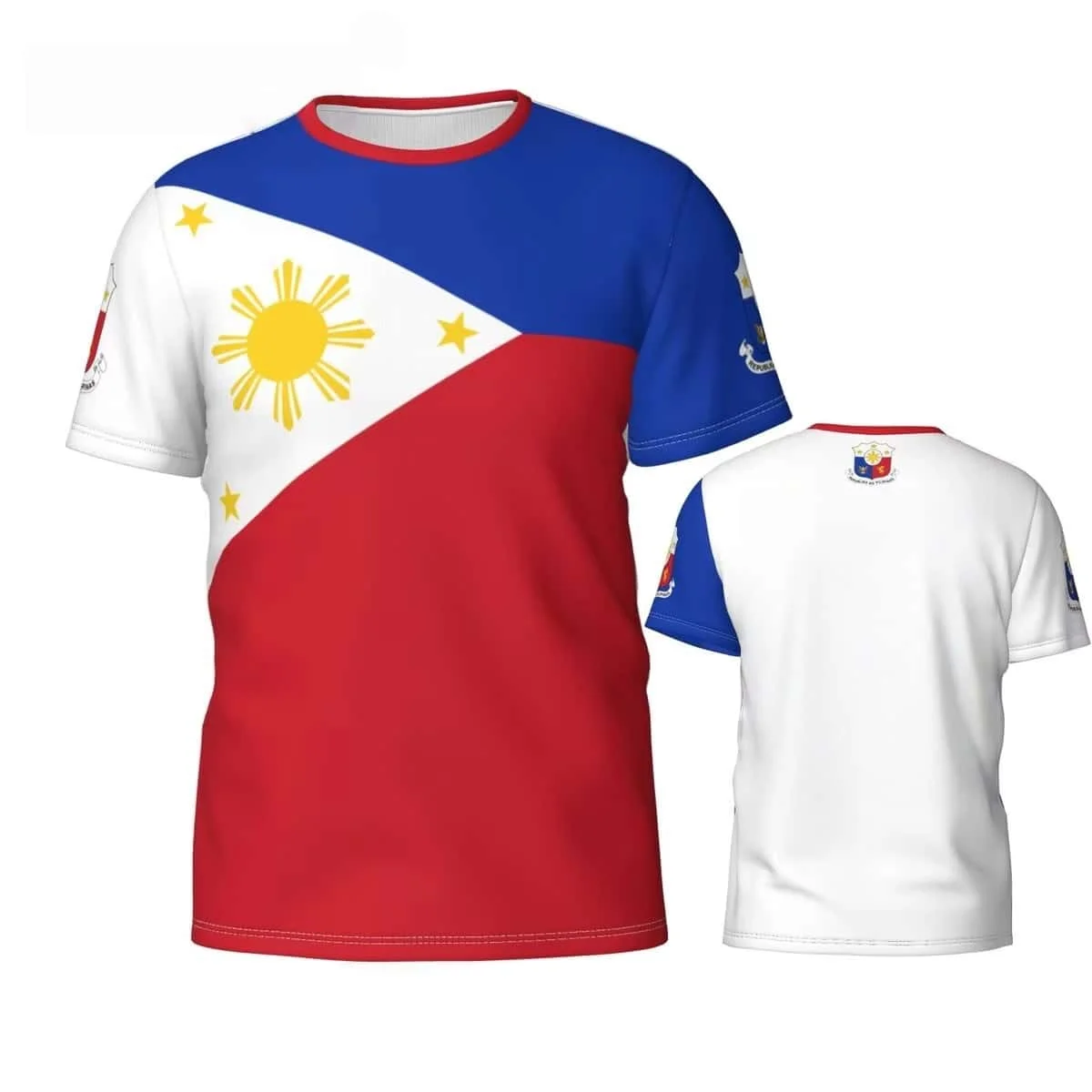 Philippines Country Flag Element 3D Printed Short Sleeve Jersey Soft Lightweight Crew Neck Unisex Summer Daily Street Tops