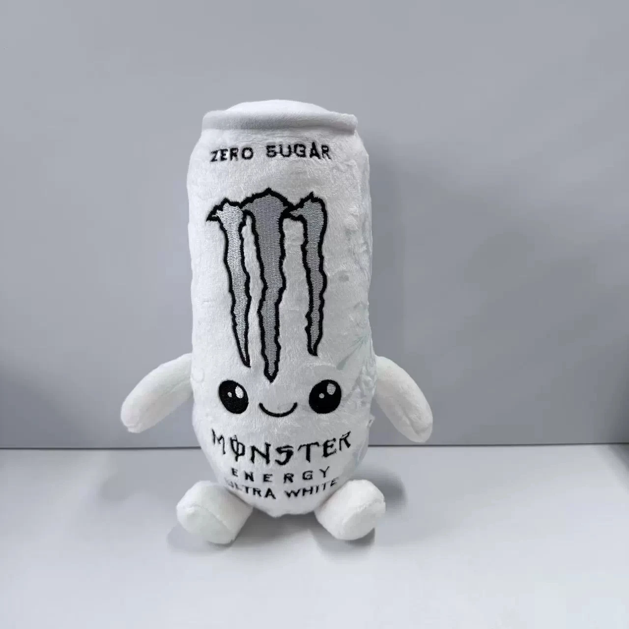 White Energy Drink Can Shaped Plush Toy, Zero Sugar Theme Soft Stuffed Doll Home Desktop Ornament Christmas Gift
