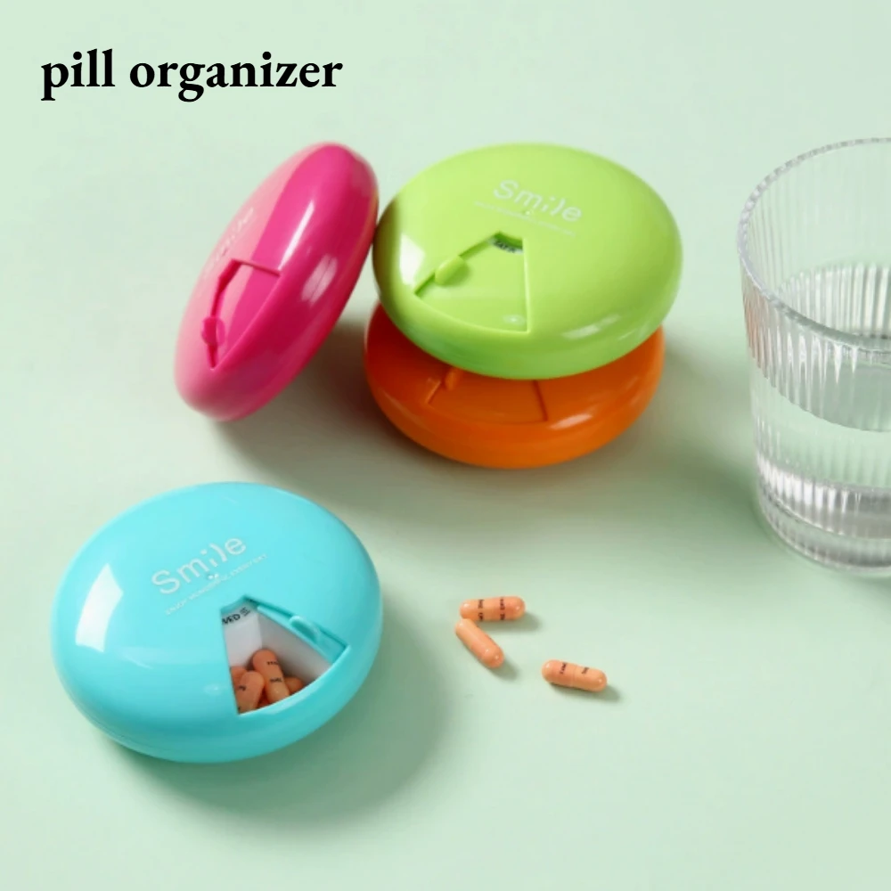 Seven-grid Rotating Medicine Box, Compartmentalized for Weekly Use, Portable, Sealed, for Storing Pills and Medications