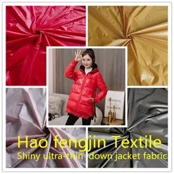 20D 380T nylon taffeta fabric calendering ,High quality Shiny ultra-thin down jacket fabric,cotton-padded jacket