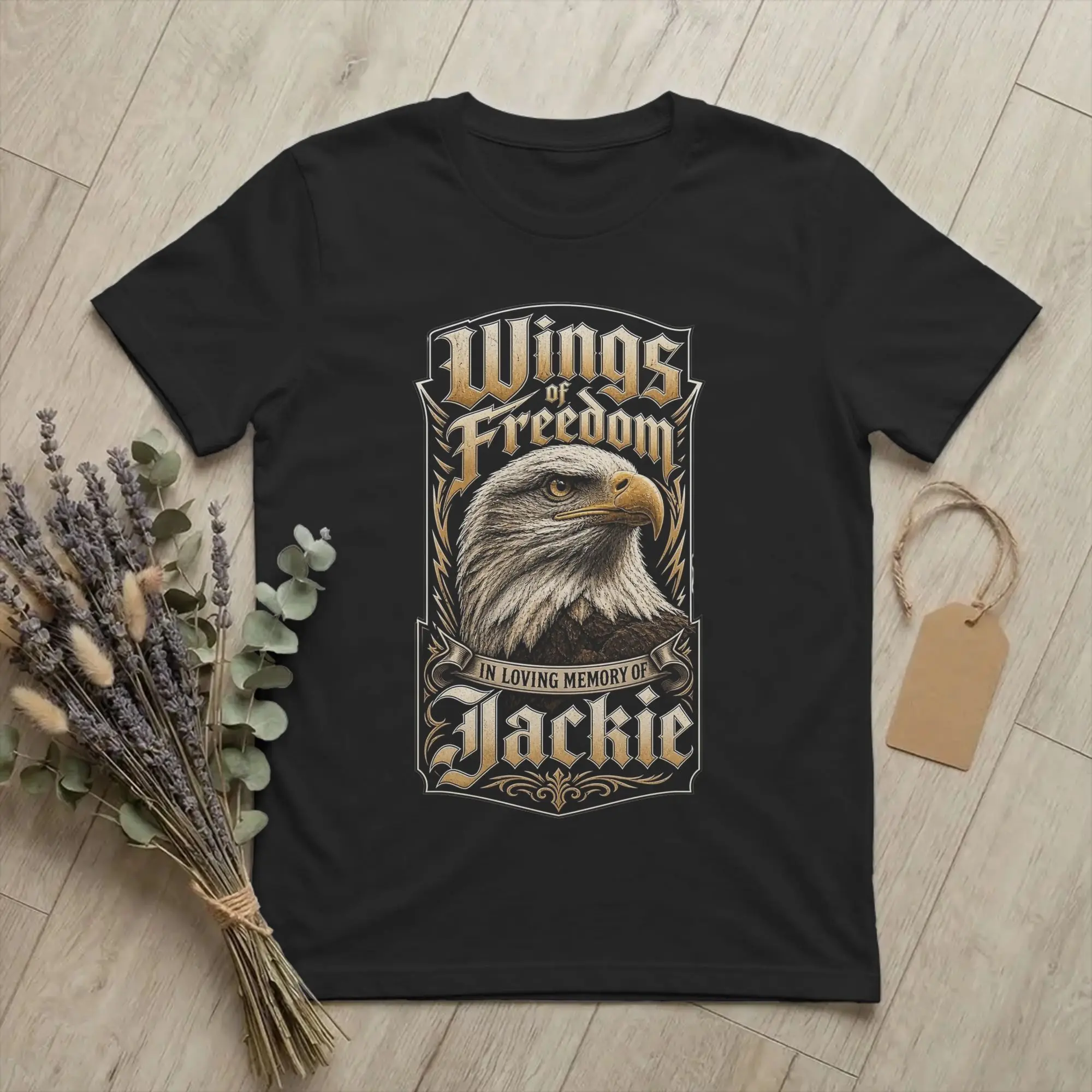 Priting Wings of Freedom – In Loving Memory of Jackie T Shirt Men O-neck Short Sleeve Clothes  Cotton Summer Clothes