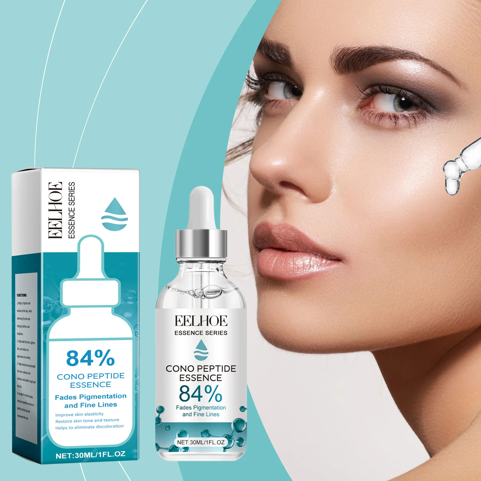 Esencia de Péptidos 84% Cono, Reduce las Líneas Finas, Aclara la Pigmentación, Reafirma la Piel, Hidratación Duradera, Suero Facial con Ácido Hialurónico